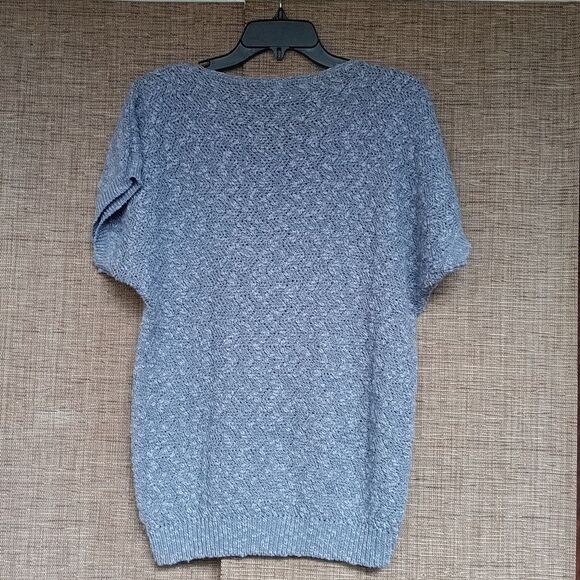 Chic Gray Knit Sweater Top by Rafaella Linen Cotton - Picture 4 of 4